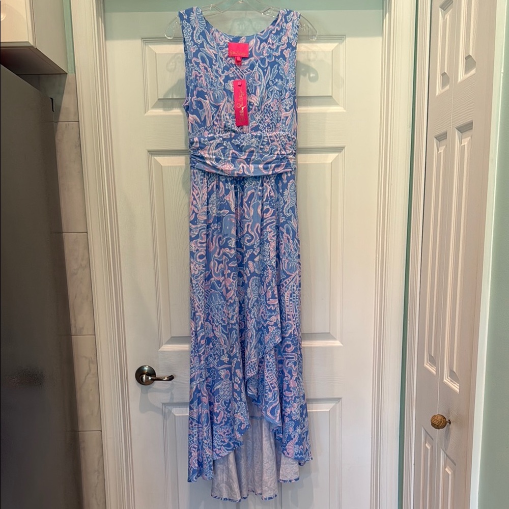 NWT Lilly Pulitzer Moana Maxi Dress in Boca Blue Sea What I Sea Size Small